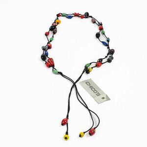 Chico's Samoa Multi Colored Beaded Cord  Necklace Belt Adjustable NWT